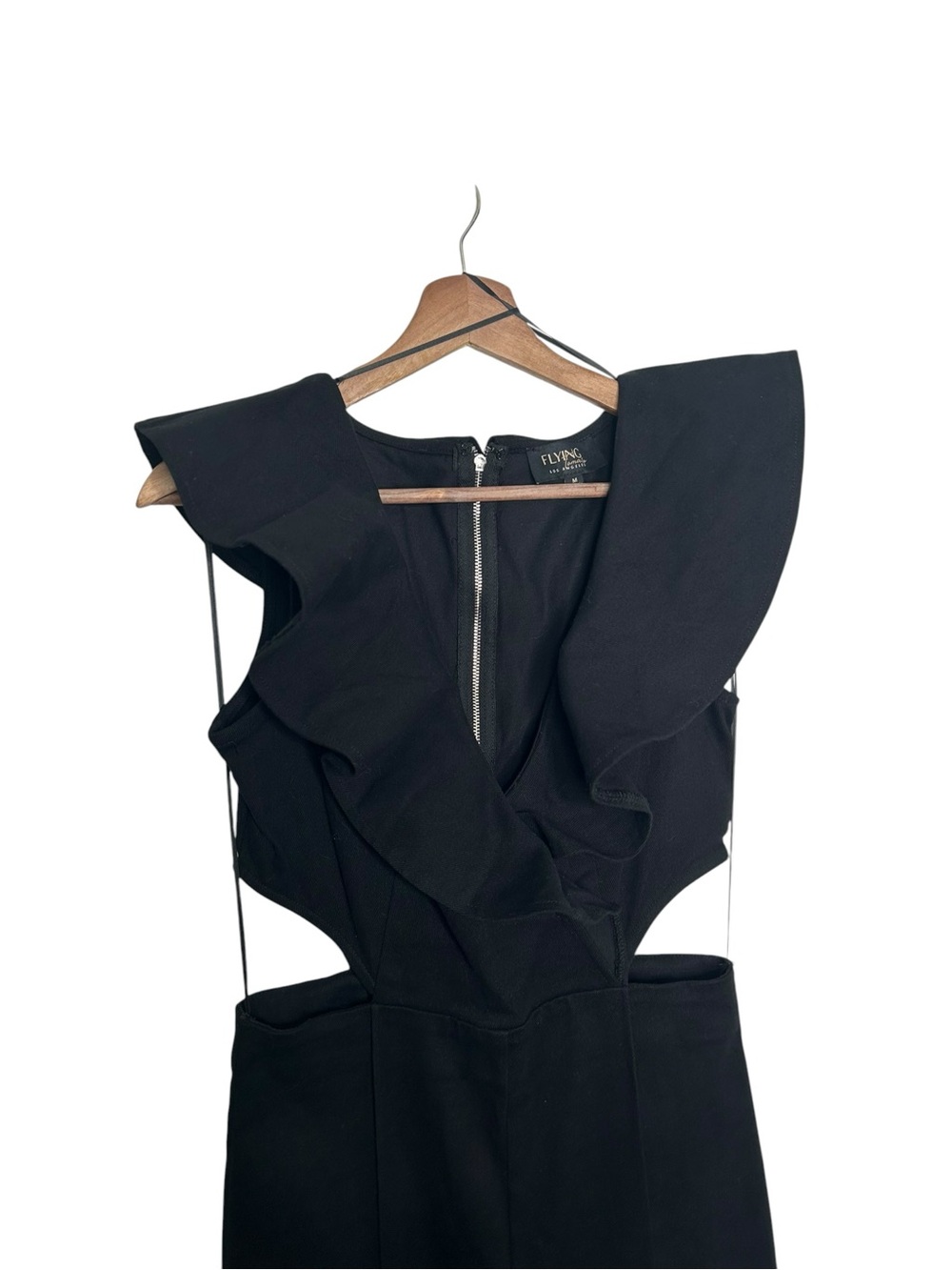 Flying Tomato LA On The Way Out Black Denim Wide Leg Jumpsuit Size Medium - Picture 7 of 9